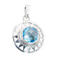 Blue Topaz Edgy Italian 925 Silver Solitaire Blue Pendant