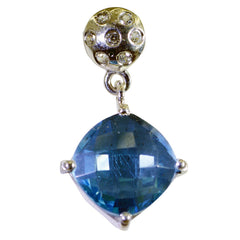 Blue Topaz Slim Indian Silver multiple Blue Pendant