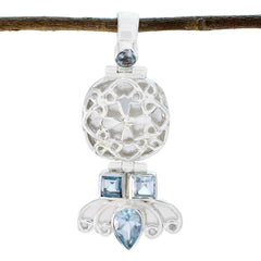 Blue Topaz Eye-catching Turkish Silver multiple Blue Pendant
