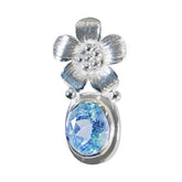 Blue Topaz Essential French 925 Silver Solitaire Blue Pendant