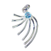 Blue Topaz Tiny Spanish Sterling Silver Solitaire Blue Pendant