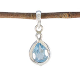 Blue Topaz Elegant Japanese Sterling Silver Solitaire Blue Pendant