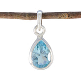 Blue Topaz Elegant Japanese 92.5 Silver Solitaire Blue Pendant