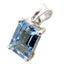 Blue Topaz Slim German Sterling Silver Solitaire Blue Pendant