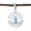 Blue Topaz Dainty French 92.5 Silver Solitaire Blue Pendant