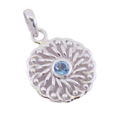 Blue Topaz Featherlight German Sterling Silver Solitaire Blue Pendant