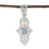 Blue Topaz Tiny Spanish 92.5 Silver Solitaire Blue Pendant