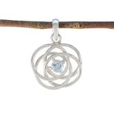 Blue Topaz Delicate Italian 92.5 Silver Solitaire Blue Pendant