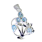 Blue Topaz Edgy Mexican Sterling Silver multiple Blue Pendant
