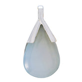 Aqua Chalcedony Mid-weight Latin American 925 Silver Solitaire Aqua Pendant