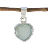 Aqua Chalcedony Dainty German 92.5 Silver Solitaire Aqua Pendant