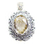 Citrine Statement American 92.5 Silver Solitaire Yellow Pendant