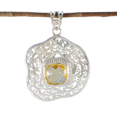 Citrine Chunky Spanish 92.5 Silver Solitaire Yellow Pendant