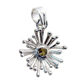 Citrine Classic Italian Silver Solitaire Yellow Pendant