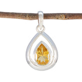 Citrine Delicate French Silver Solitaire Yellow Pendant