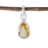 Citrine Elegant Korean Silver Solitaire Yellow Pendant