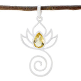 Citrine Dainty Italian Sterling Silver Solitaire Yellow Pendant
