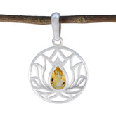Citrine Dainty German Silver Solitaire Yellow Pendant