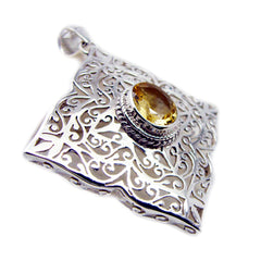 Pendentif Art-Déco jaune en argent 925 et citrine massif