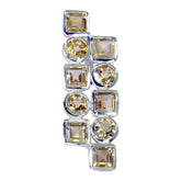Citrine Classic Turkish 92.5 Silver deka Yellow Pendant
