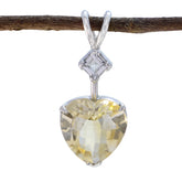 Citrine Delicate Turkish Silver Toi et Moi Yellow Pendant