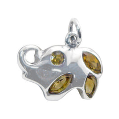 Citrine Featherlight Turkish Silver quarter Yellow Pendant