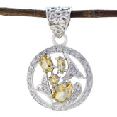 Citrine Minimal Middle Eastern Sterling Silver multiple Yellow Pendant