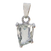 Green Amethyst Whisper-thin Egyptian Silver Solitaire Light Green Pendant