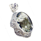 Green Amethyst Chunky American Sterling Silver Solitaire Sofia Rope-Wire Green Pendant Jewellery