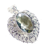 Green Amethyst Chunky Turkish 92.5 Silver Solitaire Violet Rope-Wire Green Pendant Jewellery