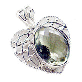 Green Amethyst Chunky American Silver Solitaire Yasmin Rope-Wire Green Pendant Jewelry