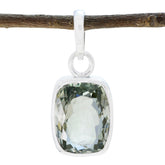 Green Amethyst Minimal Turkish 92.5 Silver Solitaire Light Green Pendant