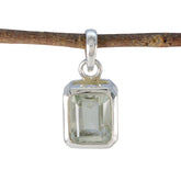 Green Amethyst Dainty German Sterling Silver Solitaire Light Green Pendant