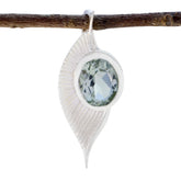 Green Amethyst Dainty Spanish 925 Silver Solitaire Light Green Pendant