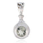 Green Amethyst Featherlight Italian Silver Solitaire Light Green Pendant