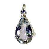 Green Amethyst Eye-catching French 92.5 Silver Solitaire Light Green Pendant