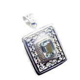 Pendentif solitaire en argent 925 italien avec améthyste verte et pierre précieuse Katharina antique