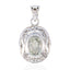 Green Amethyst Statement German Sterling Silver Solitaire Light Green Pendant