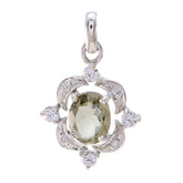 Green Amethyst Dainty Middle Eastern Sterling Silver multiple Light Green Pendant