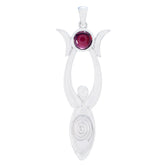 Garnet Featherlight German Sterling Silver Solitaire Red Pendant