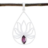 Zarter französischer Granat-Solitär-Anhänger aus 925er Silber in Rot