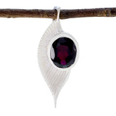 Garnet Dainty French 92.5 Silver Solitaire Red Pendant