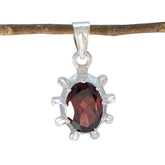 Garnet Featherlight French 925 Silver Solitaire Red Pendant