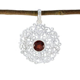 Garnet Dainty Italian Sterling Silver Solitaire Red Pendant