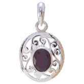 Garnet Classic French Silver Solitaire Red Pendant