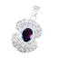 Garnet Edgy German Silver Solitaire Red Pendant