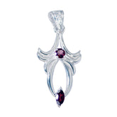 Garnet Slim Mexican Sterling Silver Toi et Moi Red Pendant
