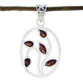 Garnet Classic Latin American Silver Penta Red Pendant