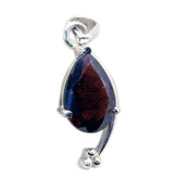 Garnet Whisper-thin Moroccan Sterling Silver Solitaire Red Pendant