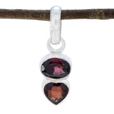 Garnet Delicate Mexican Silver Toi et Moi Red Pendant